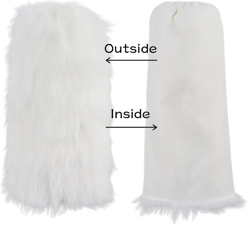 Peecabe Winter Women Faux Fur Fluffy Leg Warmers Fuzzy Long Boot Covers Furry For Christmas - Image 4
